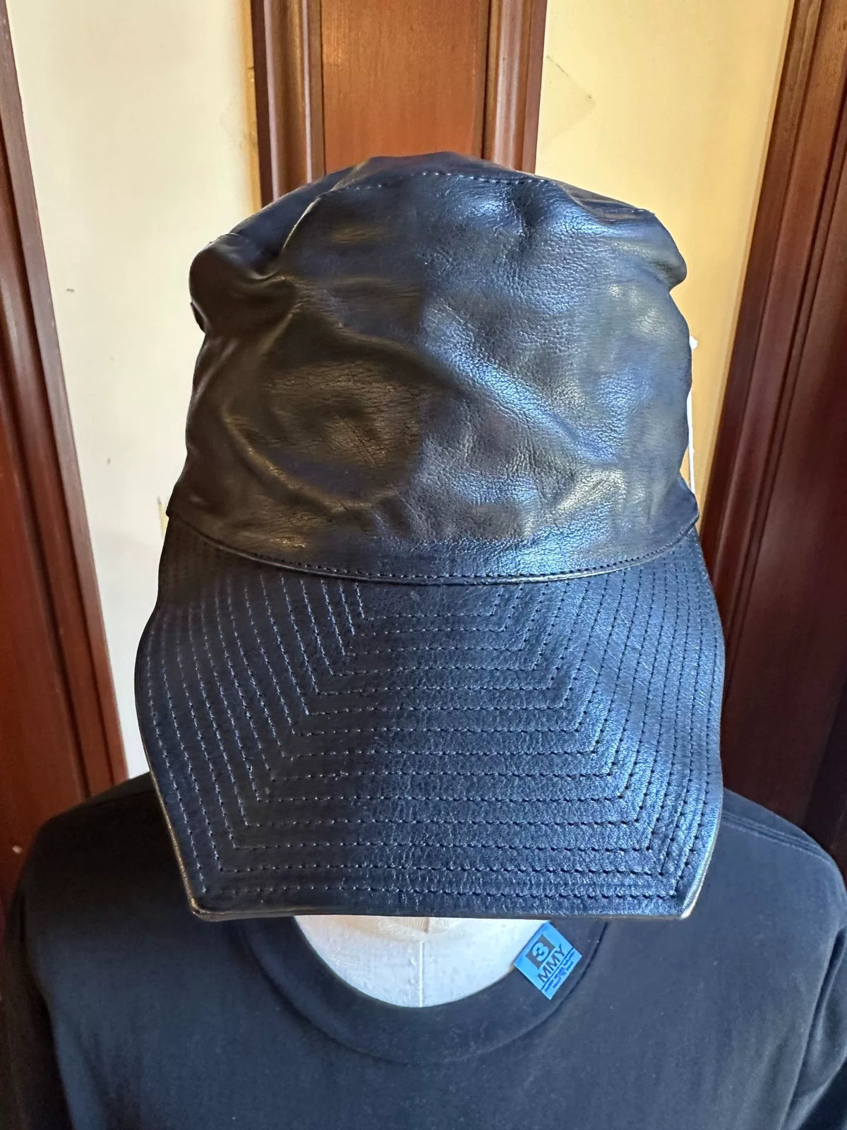 Guidi SS17 Black Kangaroo Leather Linen-Lined Cap