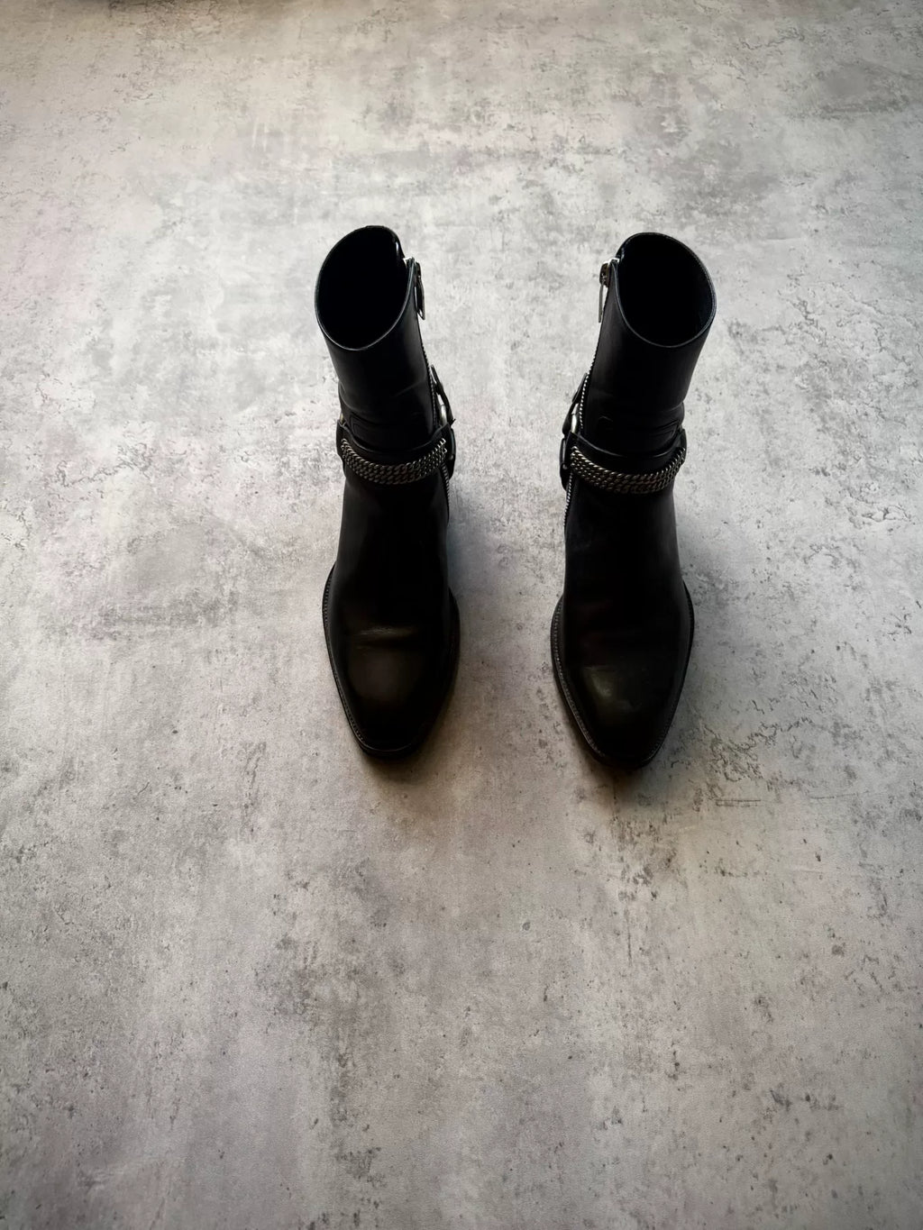 Saint Laurent Paris 13AW Black Zip Chain Chelsea Boots