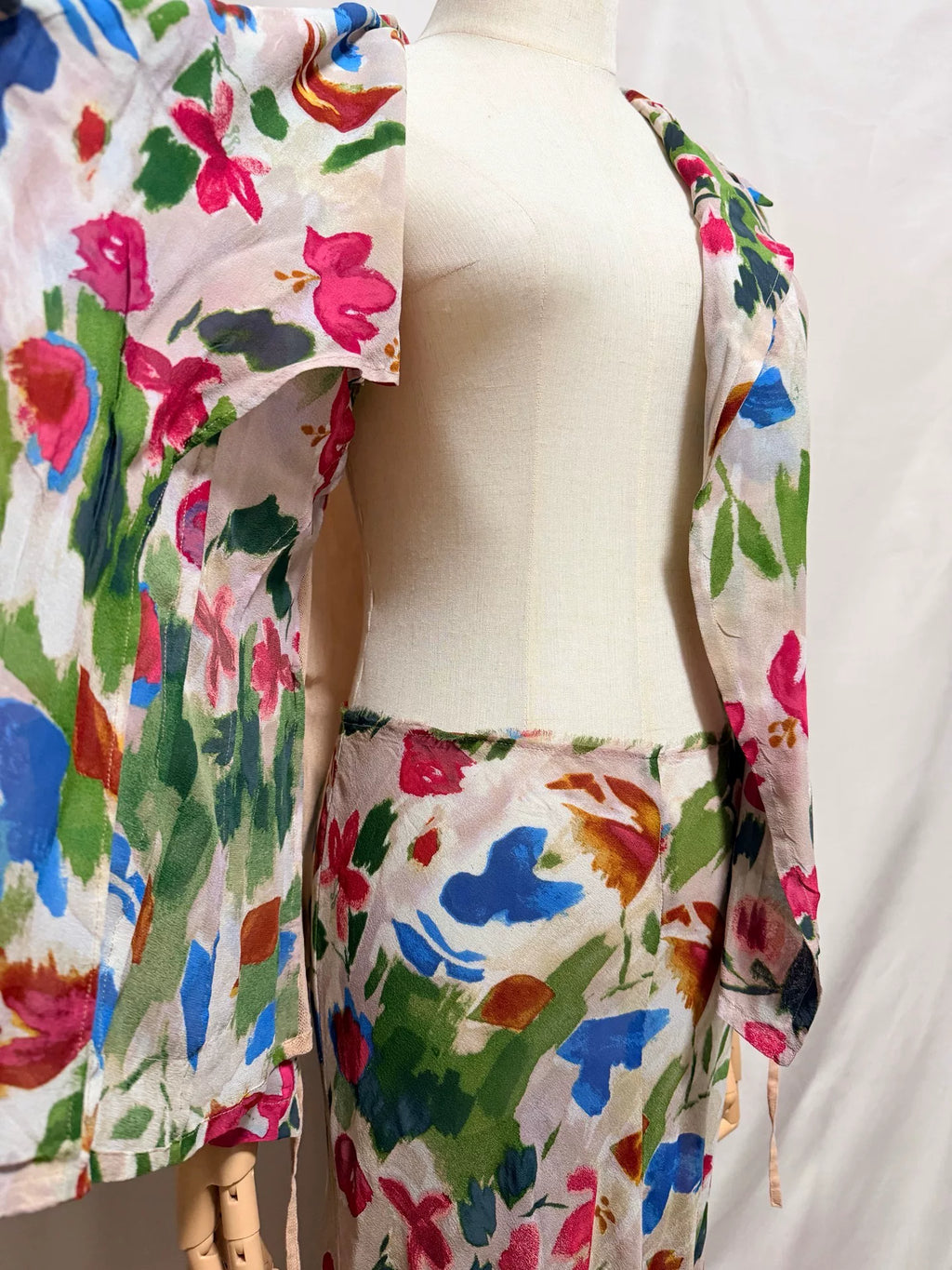 Dries Van Noten 2001 Spring/Summer graffiti print top and skirt set