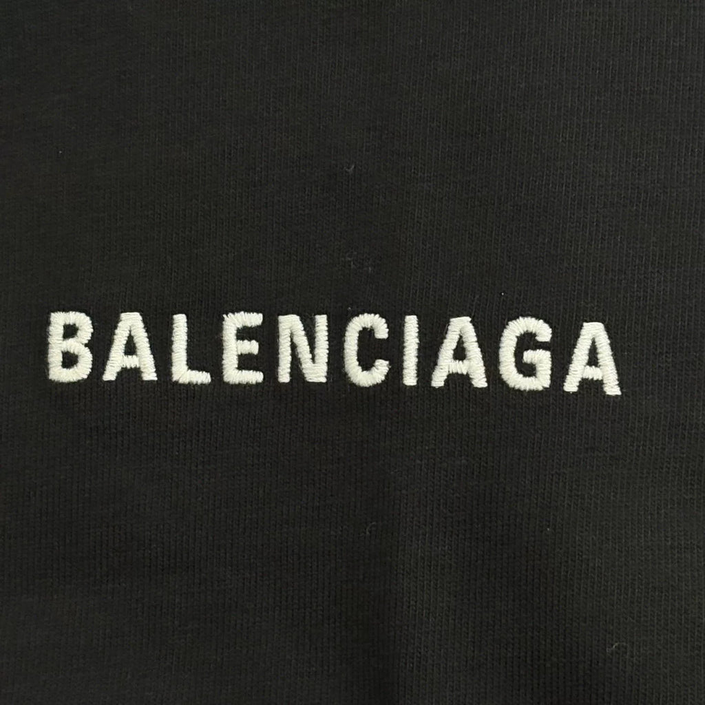Balenciaga Minimalist Front and Back Embroidered Logo Long Sleeve Top