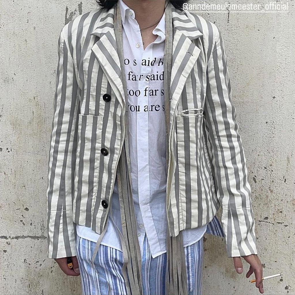 Ann Demeulemeester Striped Cotton Nylon Blazer