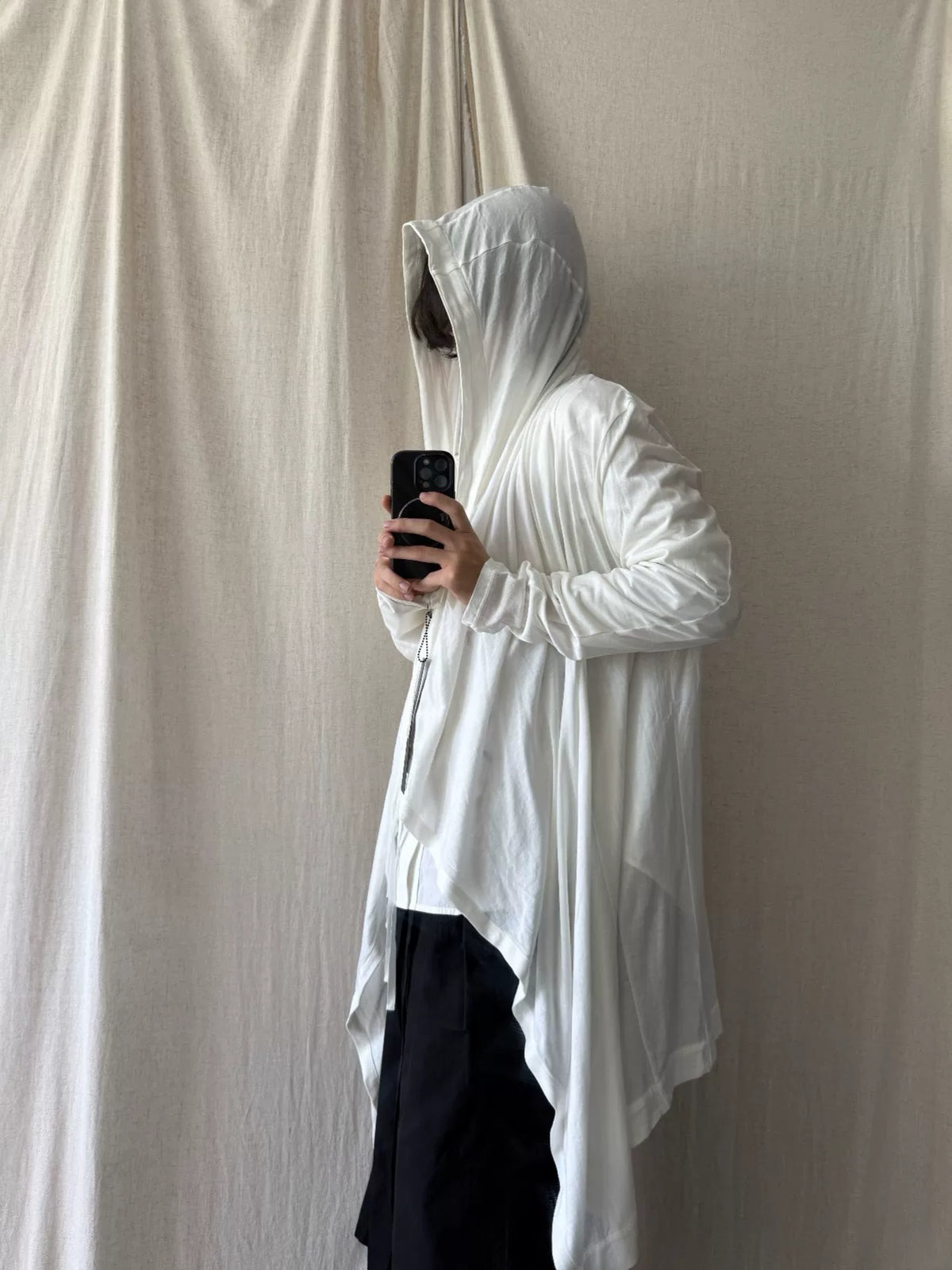 Julius SS22 Dark Vanguard Drapey Robe-Style Open Cardigan