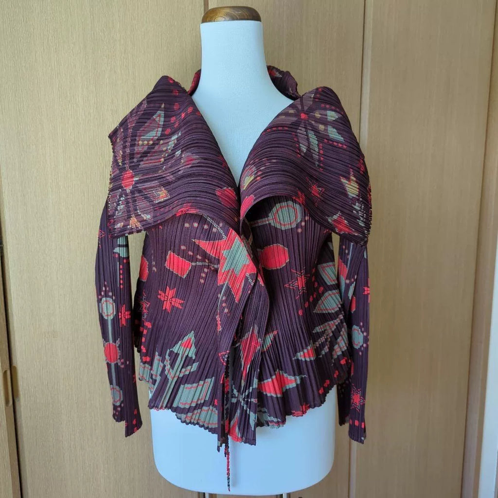 Pleats Please Issey Miyake Snowflake Crystal Pleated Cardigan