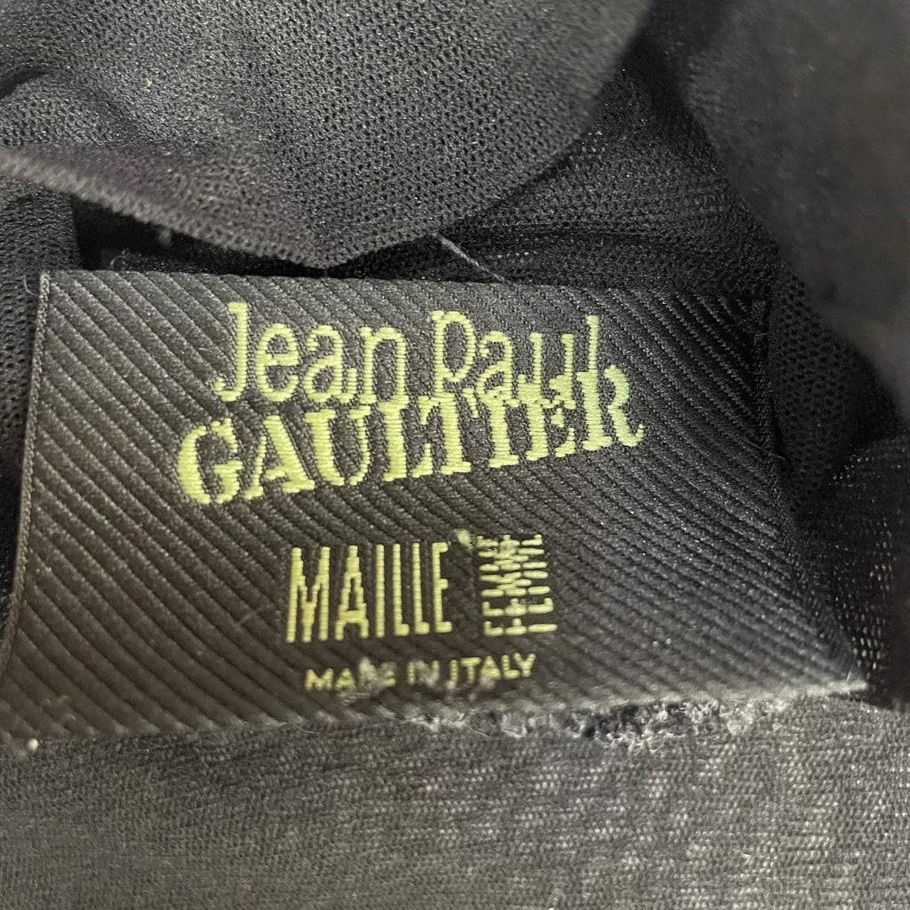 2001 Fall/Winter Jean Paul Gaultier Striped Elastic Mesh Turtleneck Long-Sleeve T-Shirt
