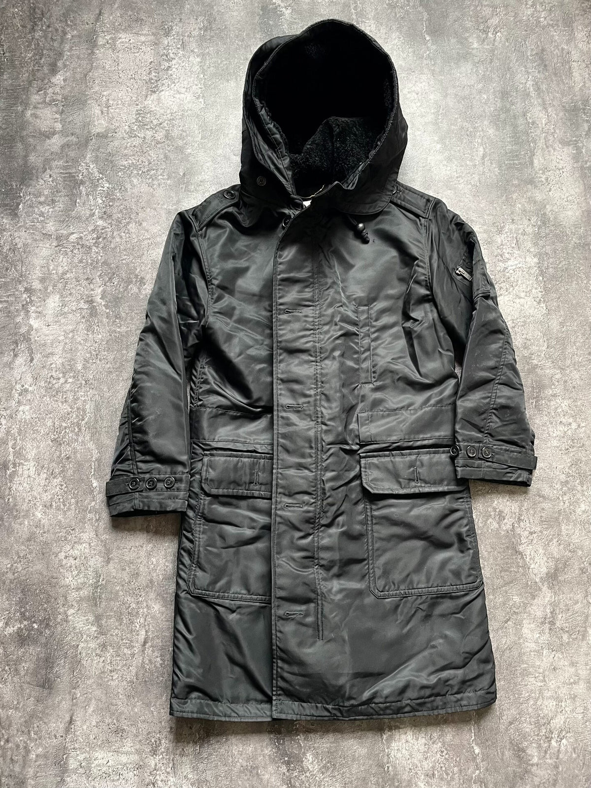 Saint Laurent 18FW Black Nylon Lambswool Parka Coat