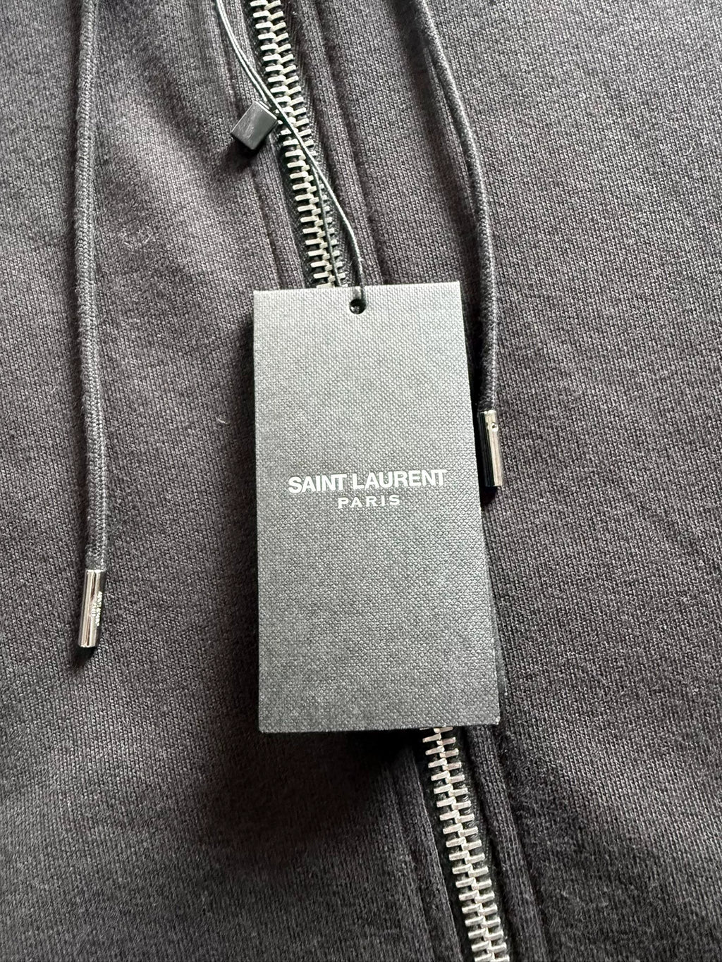 Saint Laurent Paris Black Leather-Panel Hoodie by Hedi Slimane