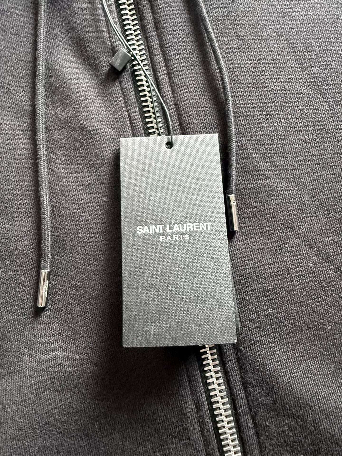 Saint Laurent Paris Black Leather-Panel Hoodie by Hedi Slimane