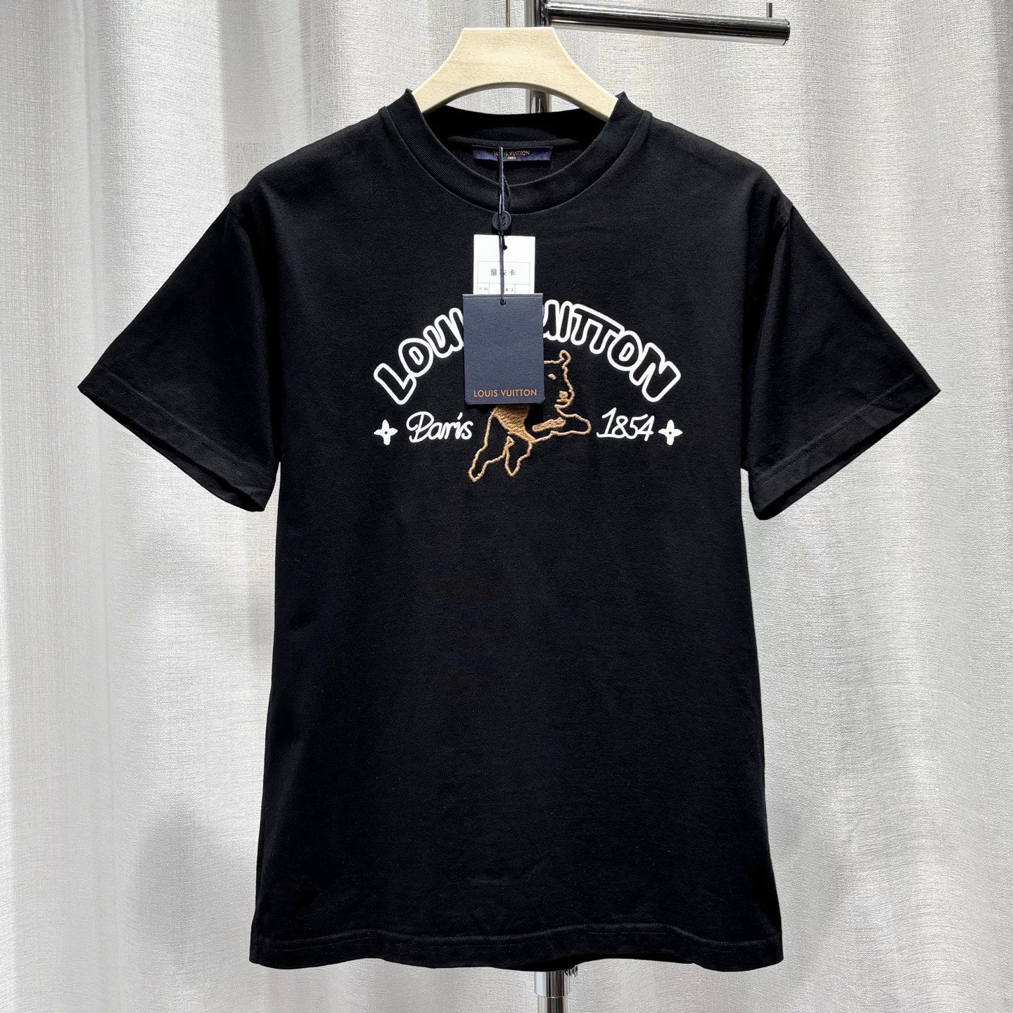 Louis Vuitton Tyler Embroidered Logo Print Cotton Black Short Sleeve T-Shirt