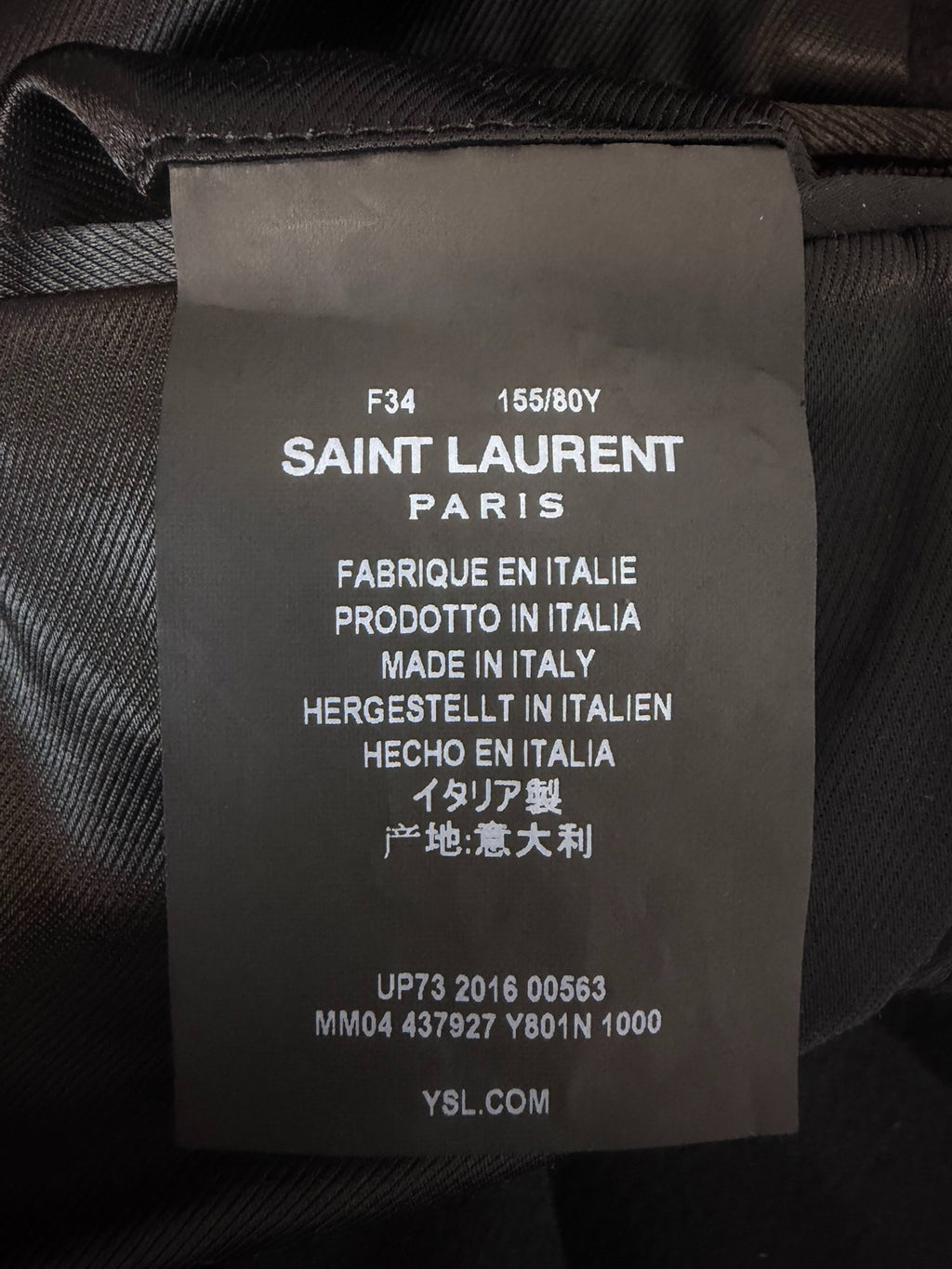 Saint Laurent 16fw Black Cashmere Coat