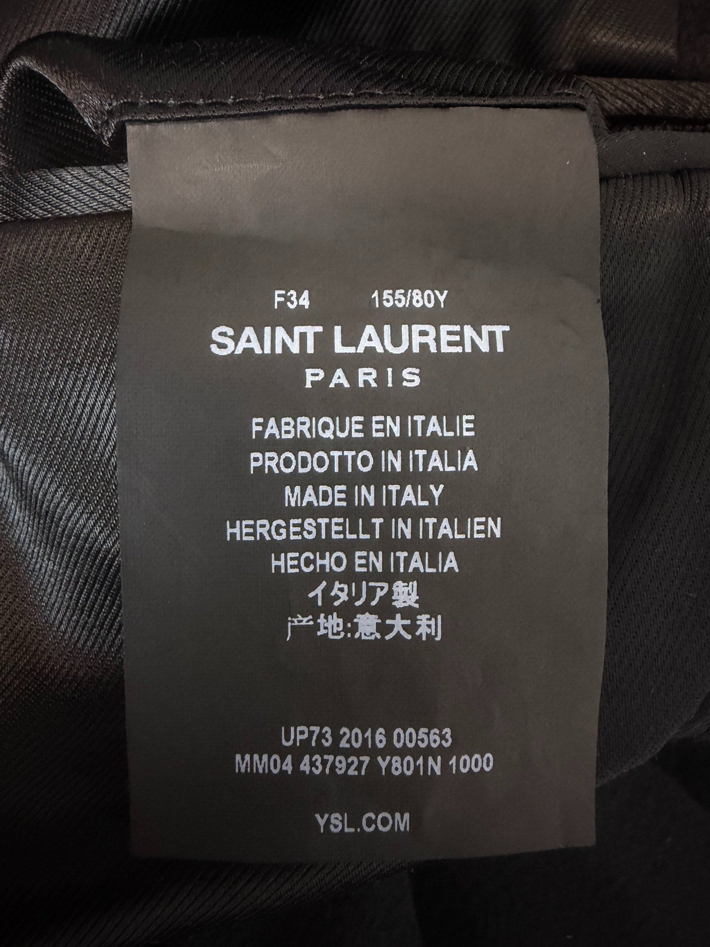 Saint Laurent 16fw Black Cashmere Coat