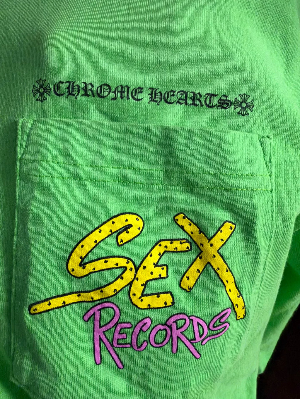 Chrome Hearts Green Graffiti Long Sleeve Top