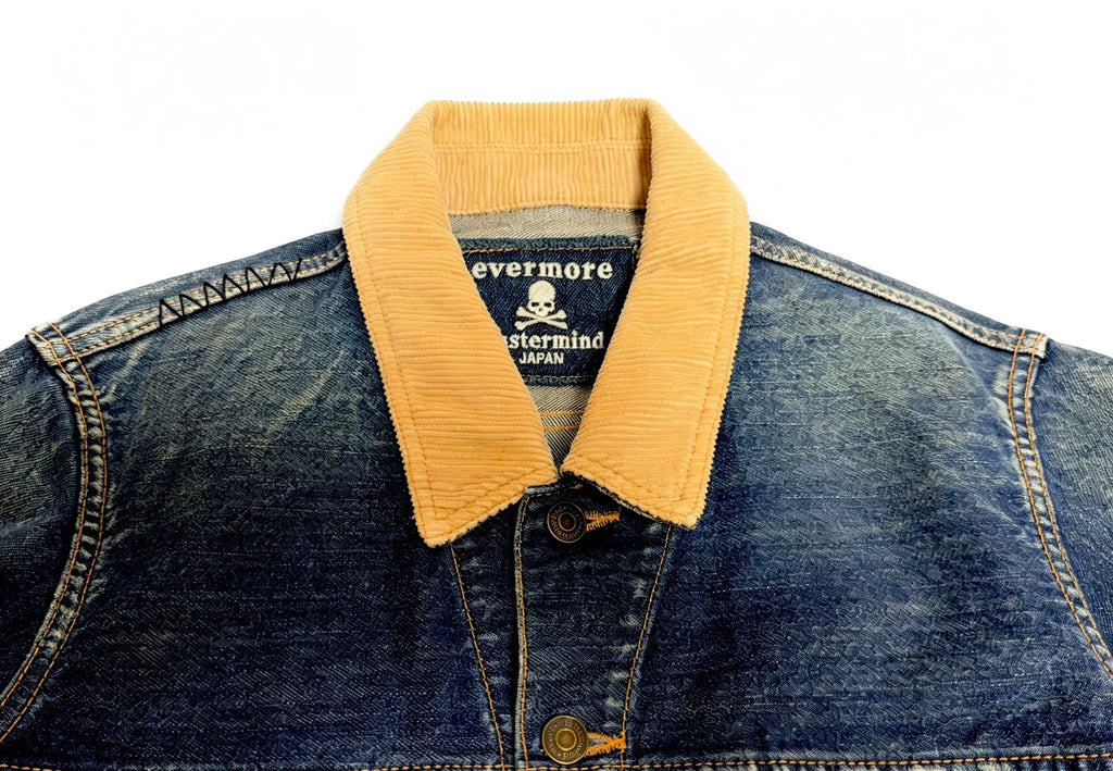 mastermind Japan AW10 Yellow Corduroy Collared Distressed Denim Jacket