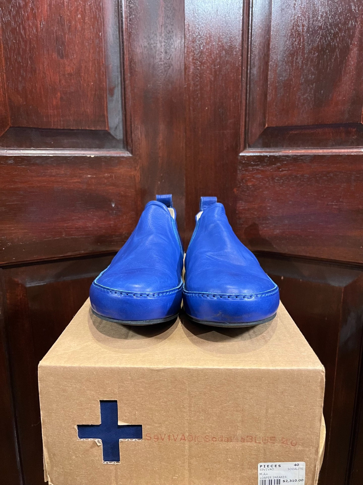 M.A+ Sodalite Blue Slip-On Vacchetta Leather Loafers