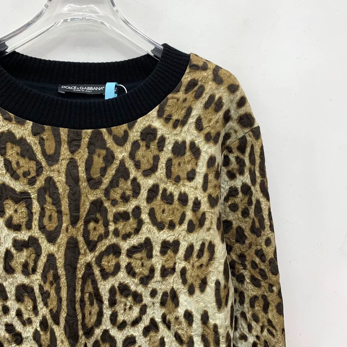 Dolce & Black Leopard Print Crew Neck Sweater