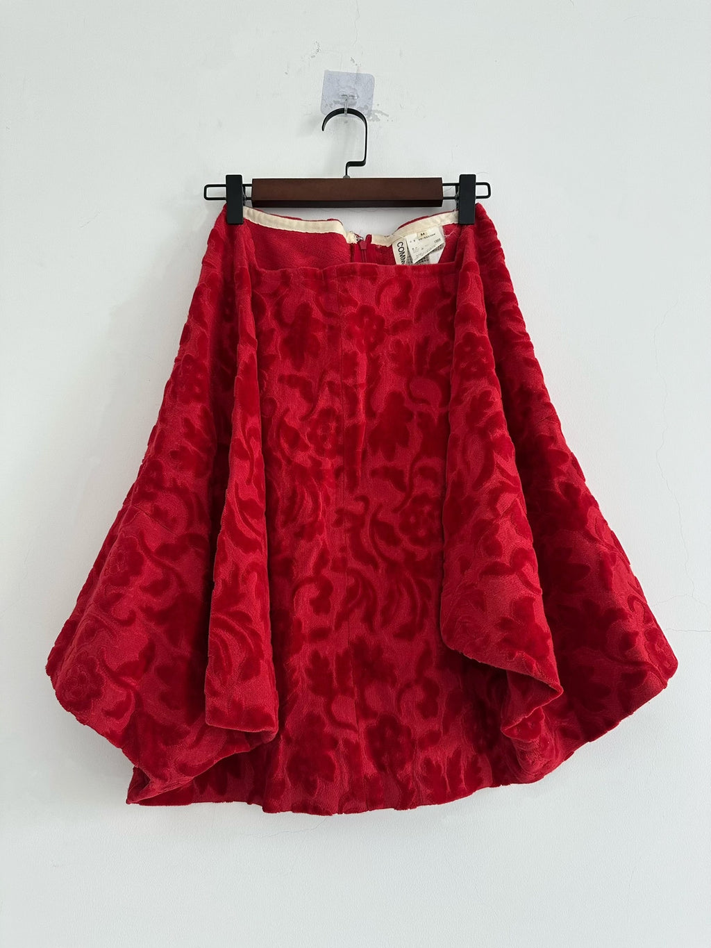 Comme Des Garcons Rei Kawakubo 1996 Main Line Red Flower Flocked Skirt