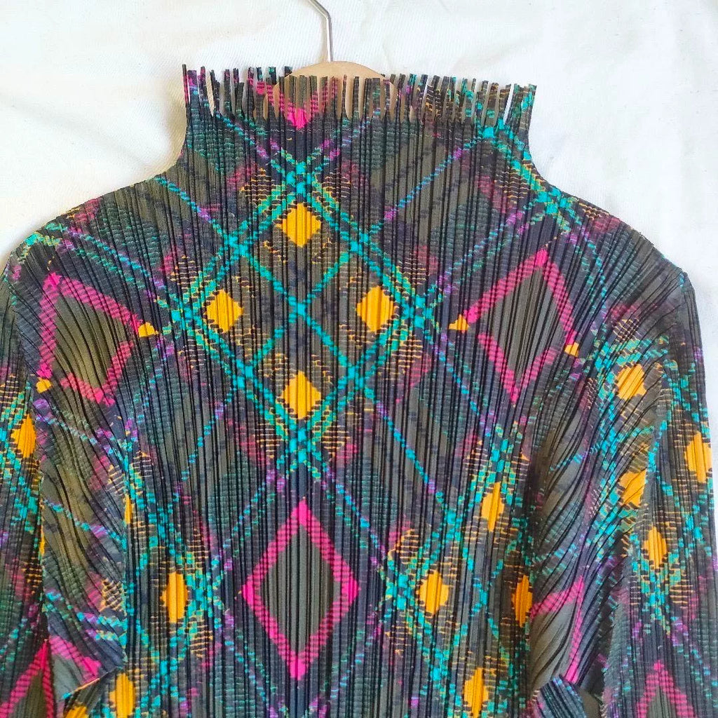 Issey Miyake Diamond Fringe Pleated Top