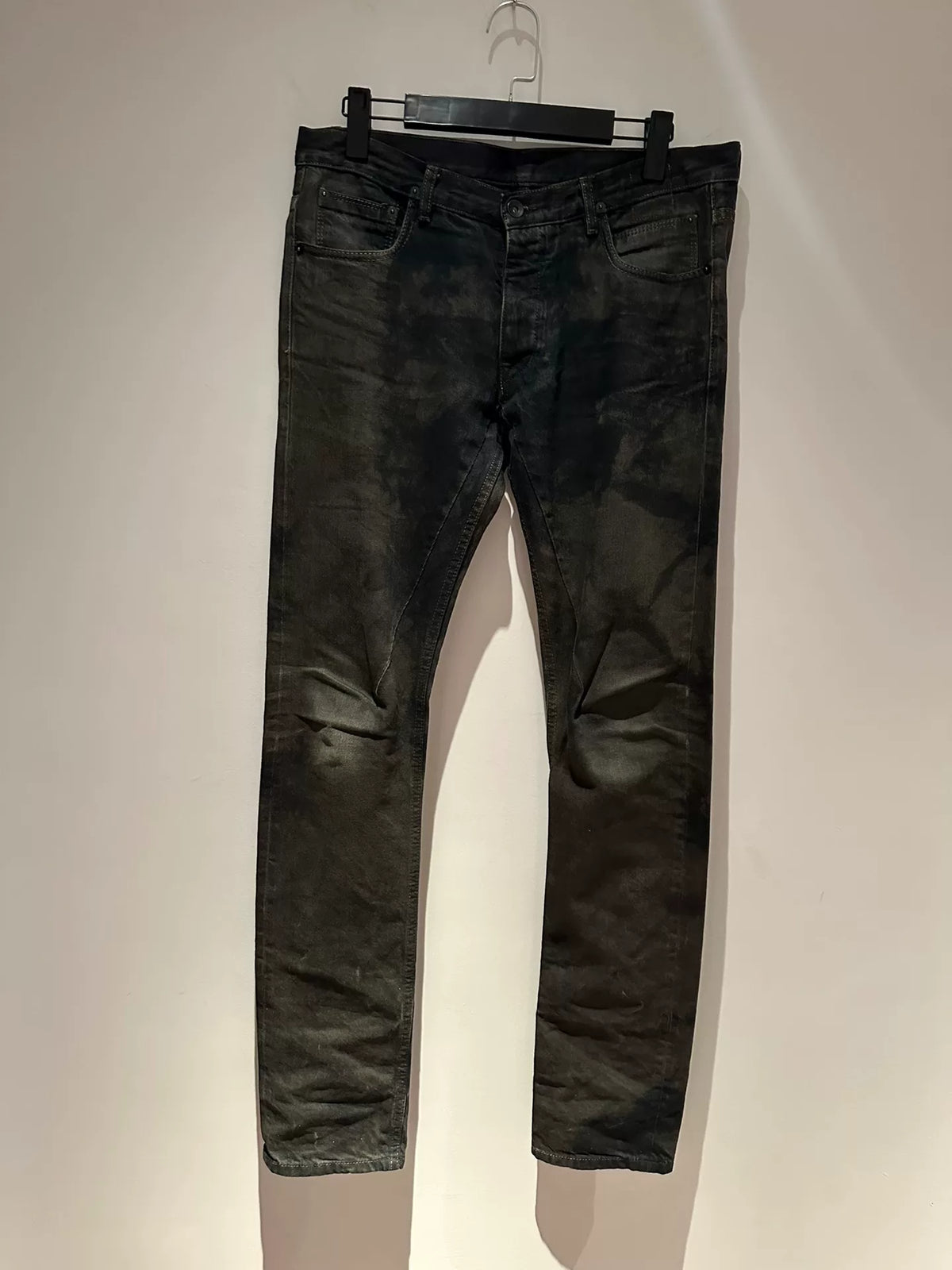 Rick Owens Mud-Dyed Distressed Denim Pants