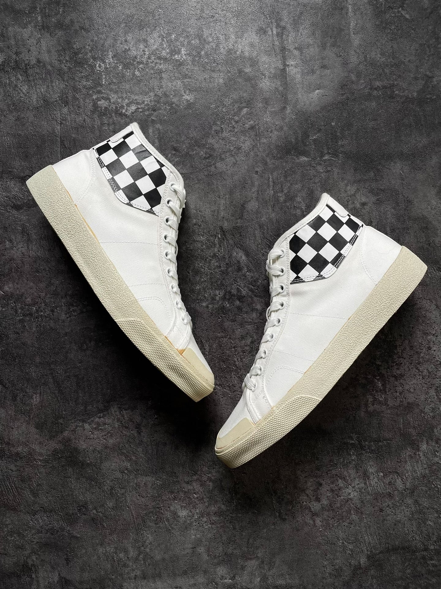 Saint Laurent SL/37 SS16 Checkered Rivet High-Top Canvas Shoes