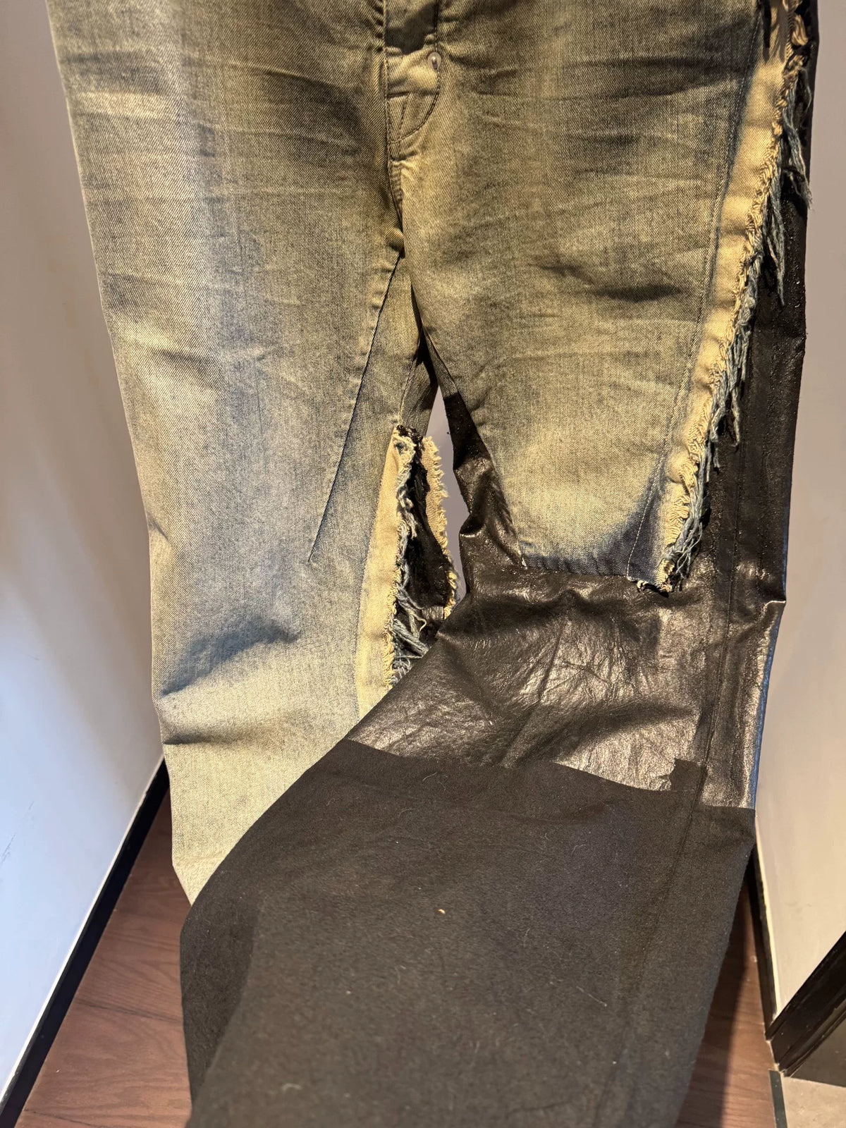 Rick Owens FW25 Runway Patched Distressed Denim Jeans