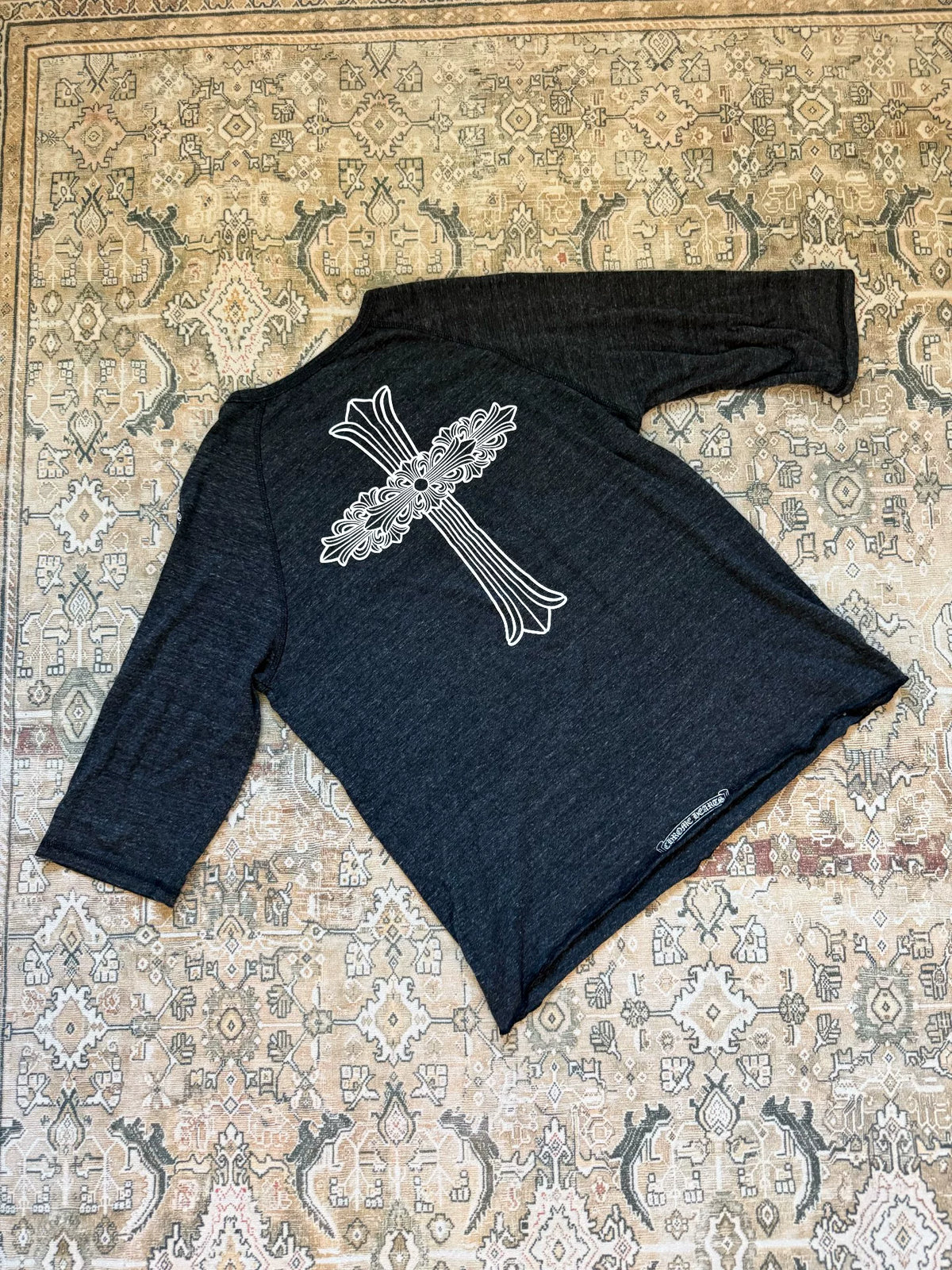 Chrome Hearts Vine Cross Henley Neck 3/4 Sleeve Tee