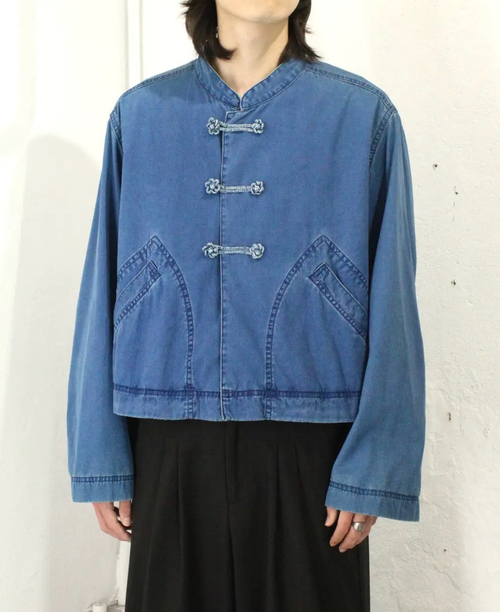 Issey Miyake 1990s Chinese Button Denim Jacket