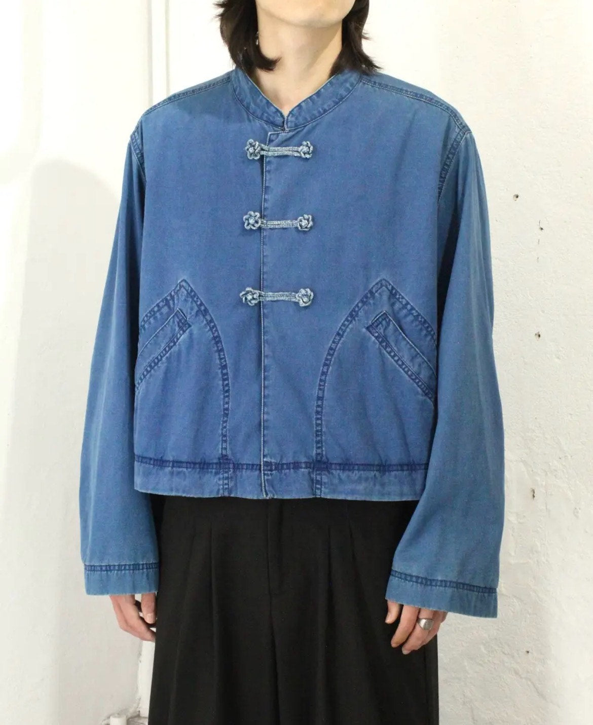 Issey Miyake 1990s Chinese Button Denim Jacket