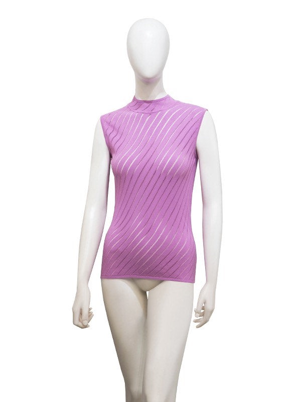 Celine 1980s Ribbed Mesh Sleeveless Top