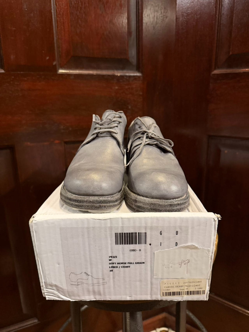 Guidi 792ZI Starry Sky Grey Iron Root Derby Horsehide Shoes