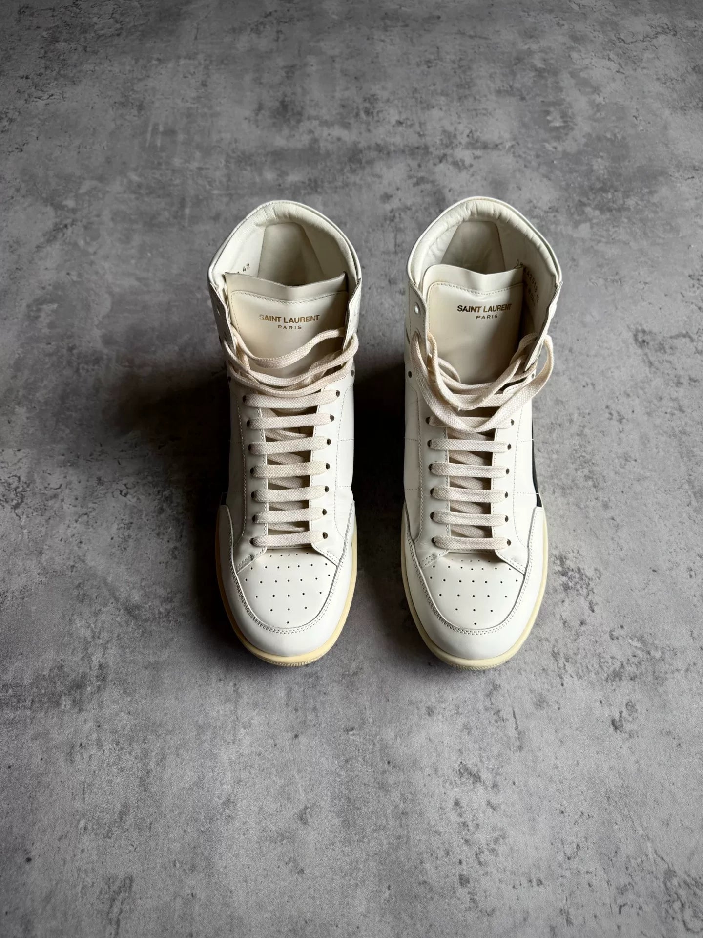Saint Laurent Paris 16AW Geometric Patchwork Star Stud High-Top Sneakers by Hedi Slimane