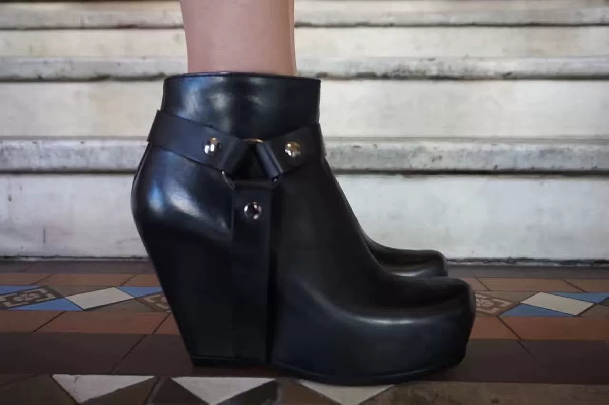 Rick Owens SS17 Wedge Lambskin Boots