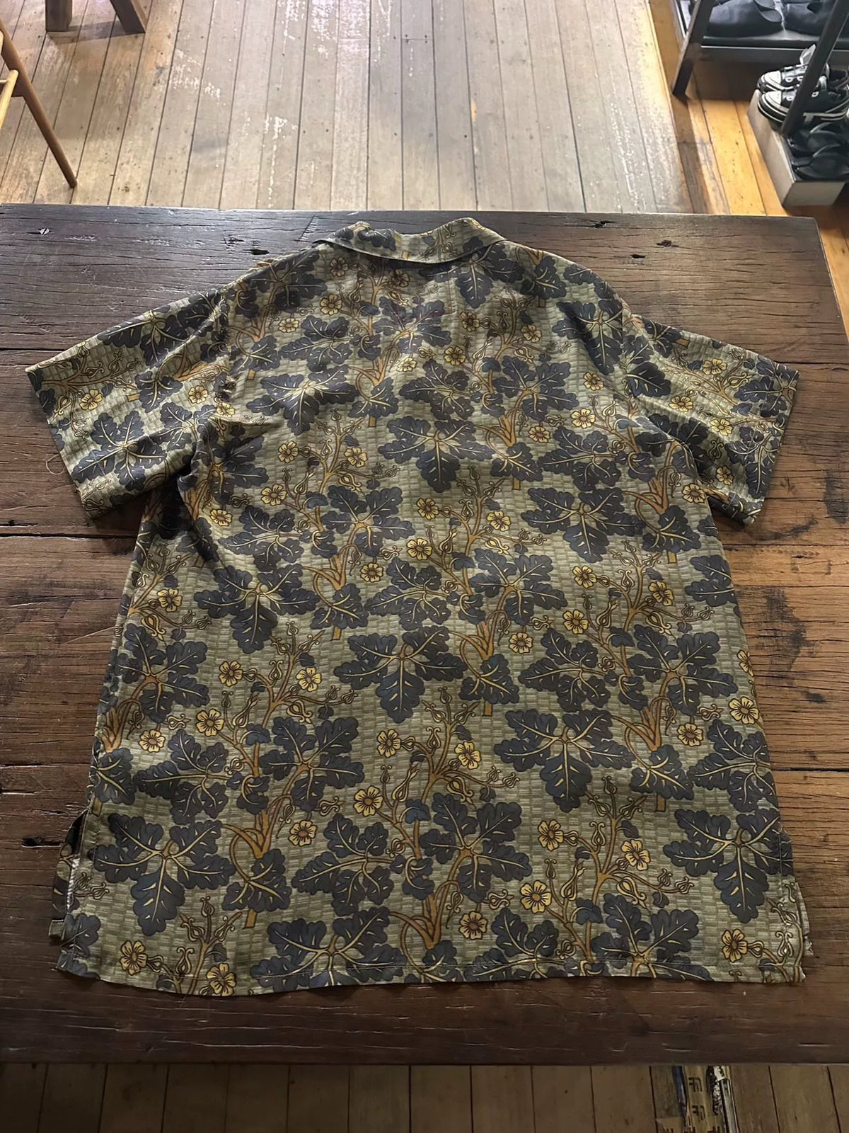 Uma Wang SS25 MUSTARD/BLUE Mustard Blue Terry Vine Floral Viscose Cupro Shirt