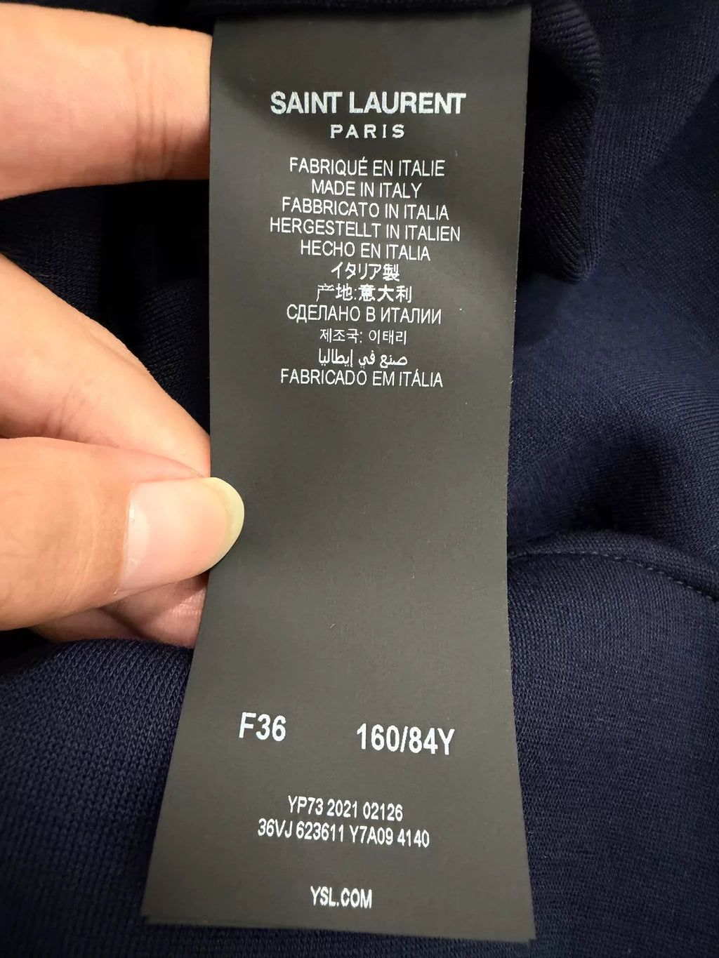 Saint Laurent SS22 Blue Gold Thread YSL Embroidered Shirt