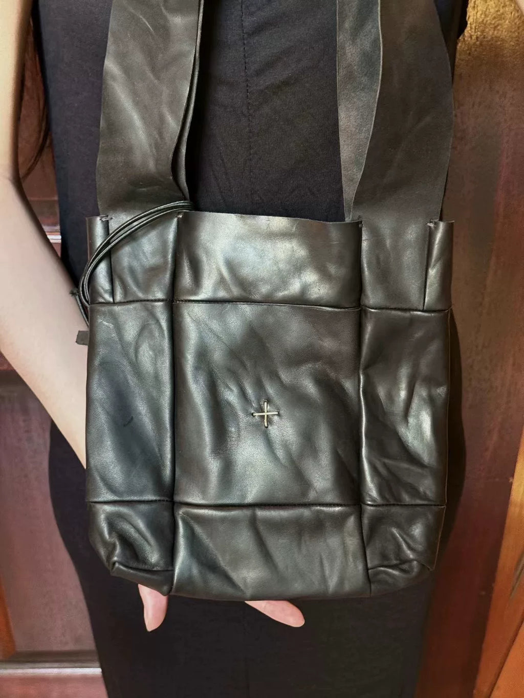 M.A+ FW24 Dark Brown Black Small Tote Bag