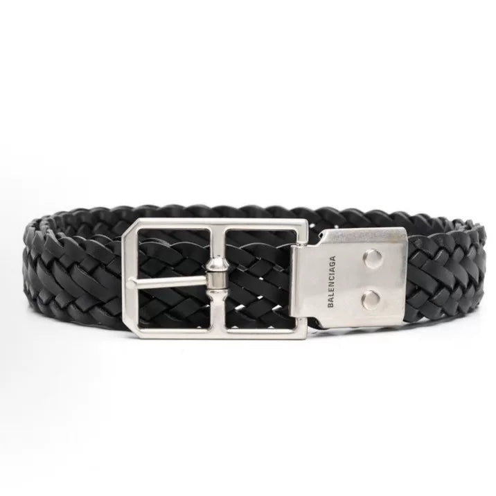 Balenciaga Silver Buckle Woven Belt