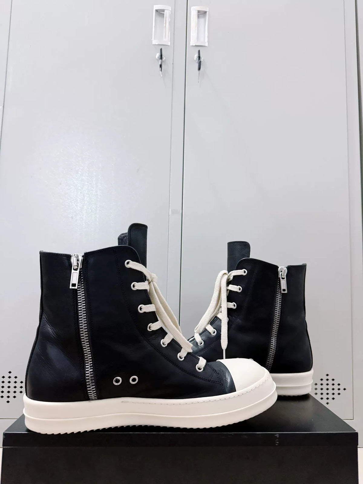 Rick Owens Black High-Top Cowhide Large Converse Sneakers
