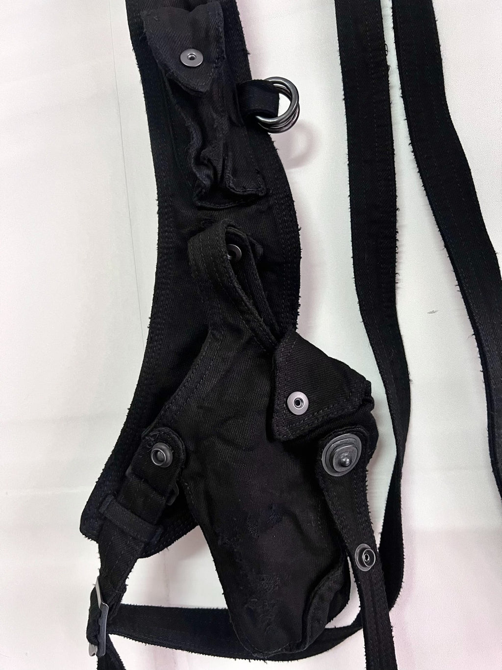 Julius_7 Distressed Denim Gun Holster Vest / Shell Vest