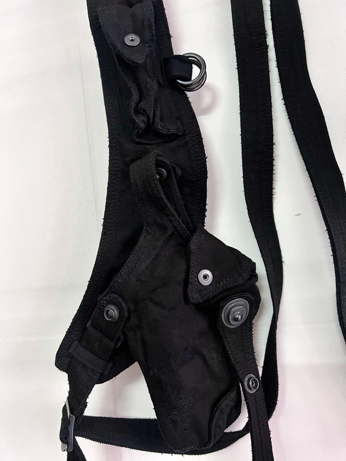 Julius_7 Distressed Denim Gun Holster Vest / Shell Vest