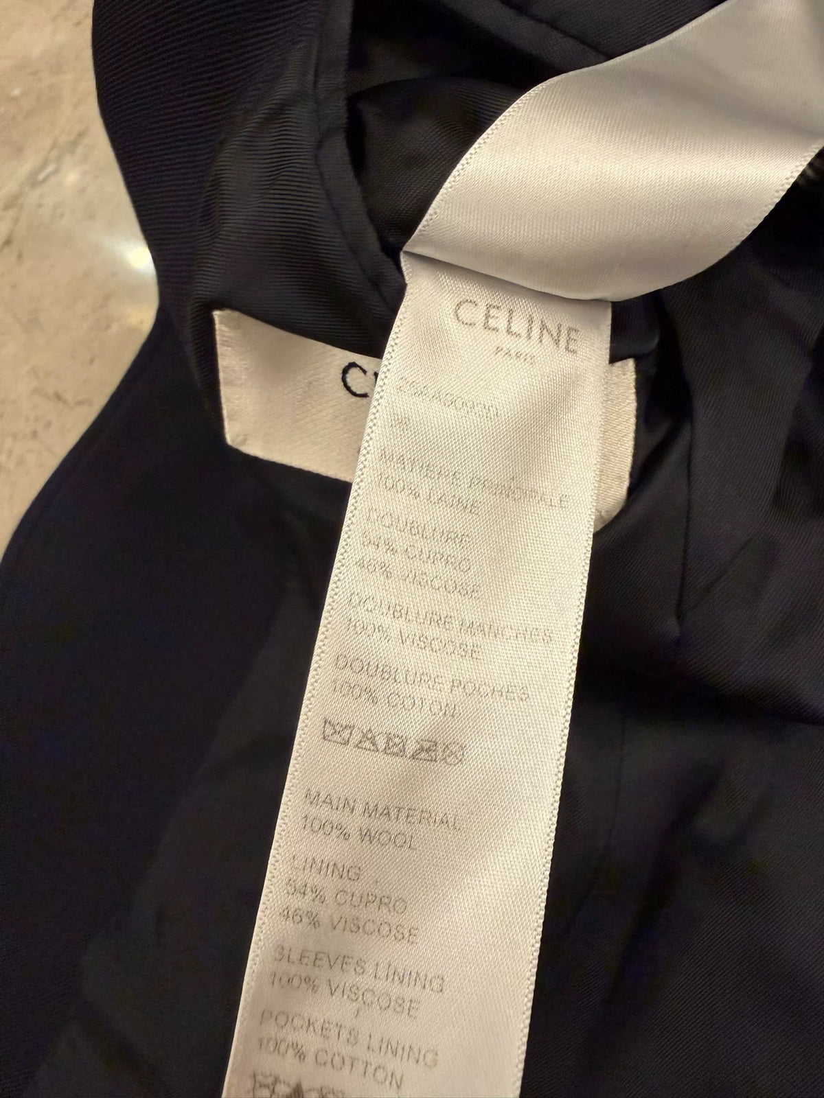Celine SS23 Navy Blue Gold-Button Wool Blazer by Hedi Slimane