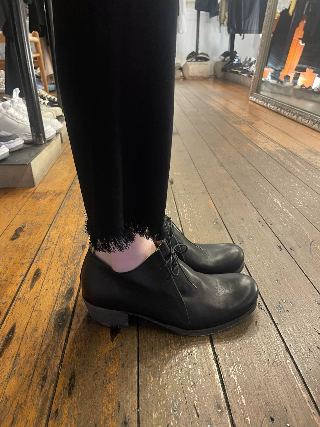 M.A+ SS18 Black Double Fold Derby Leather Shoes