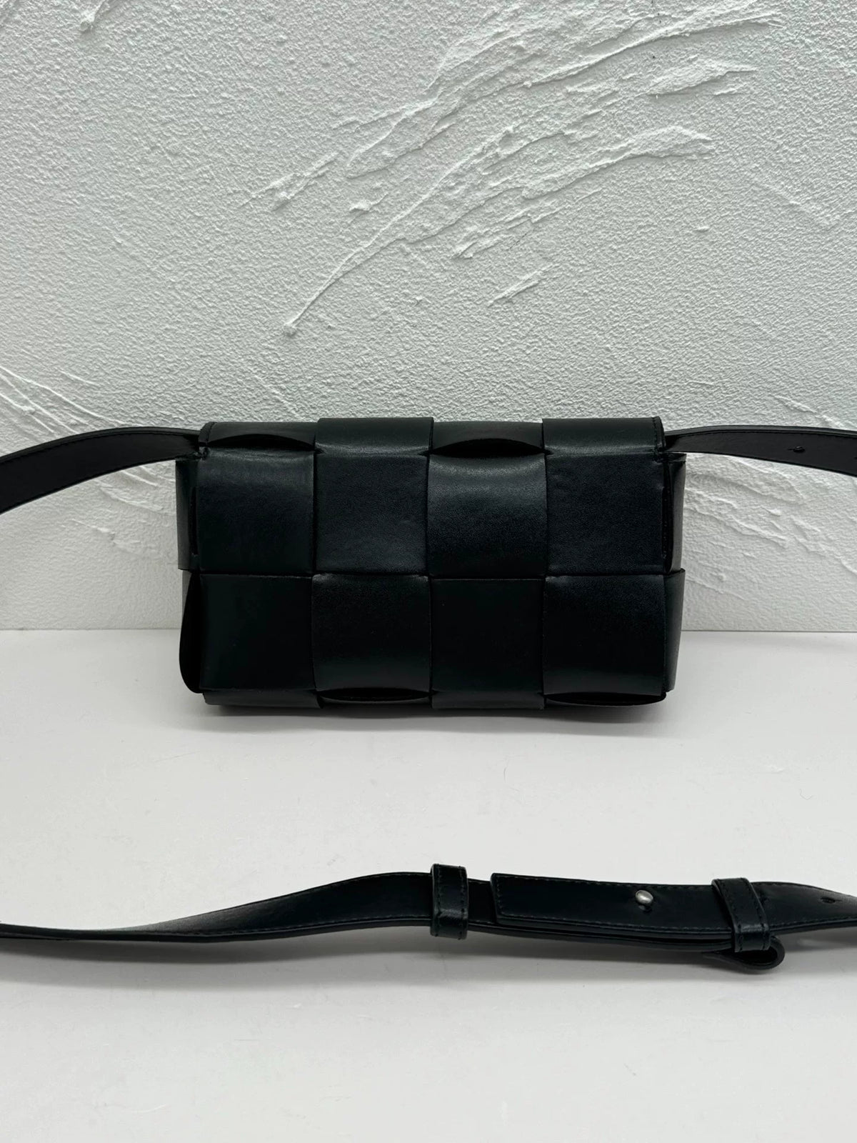 Bottega Veneta Black Lambskin Woven Belt Bag