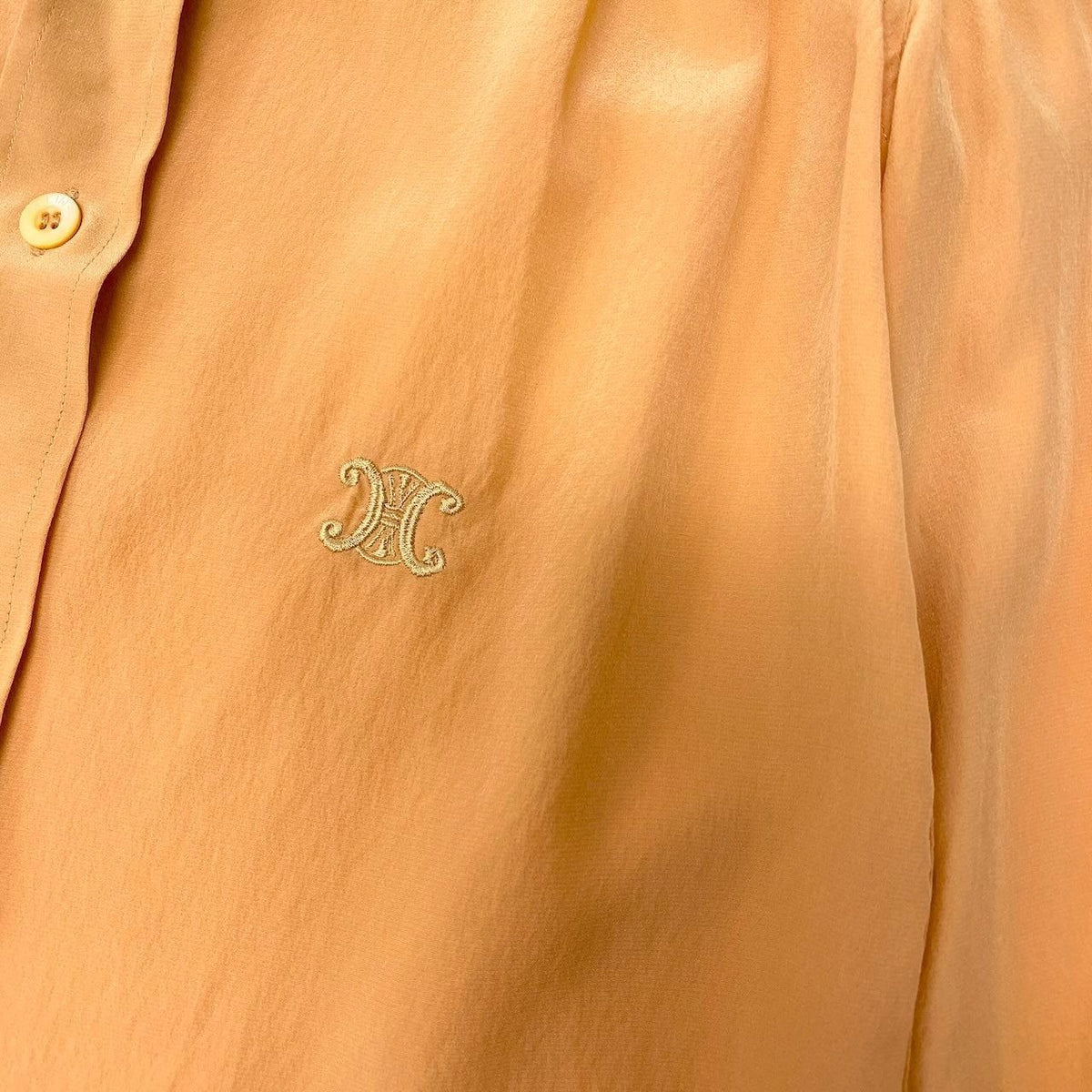 Celine 1990s Silk Logo Embroidered Long Sleeve Shirt