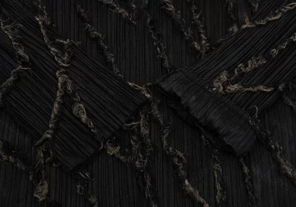 Issey Miyake Vintage Black Faux Fur Pleated Top