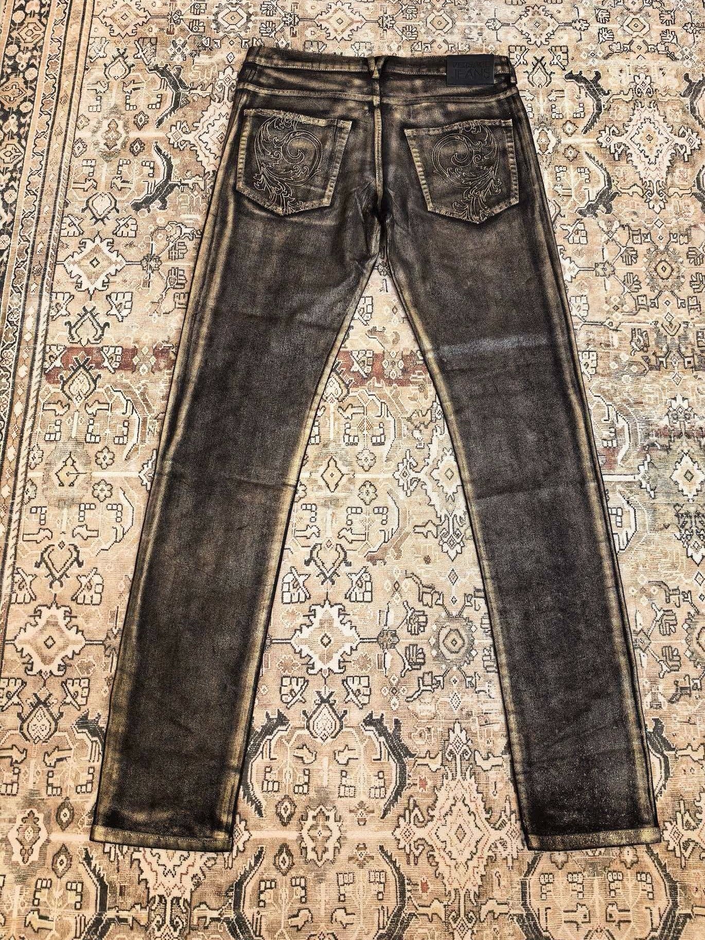 Versace Gold Waxed Jeans