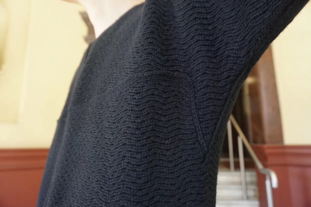 M.A+ FW17 Black Cross Wool Cashmere Crew Neck Sweater