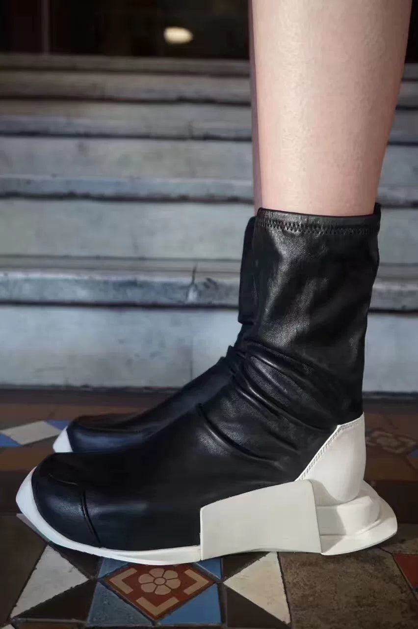 Rick Owens x Adidas SS17 Black White Strech Sock Boots
