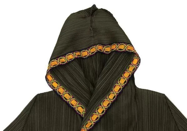 Issey Miyake Vintage Green Floral Hooded Pleated Top