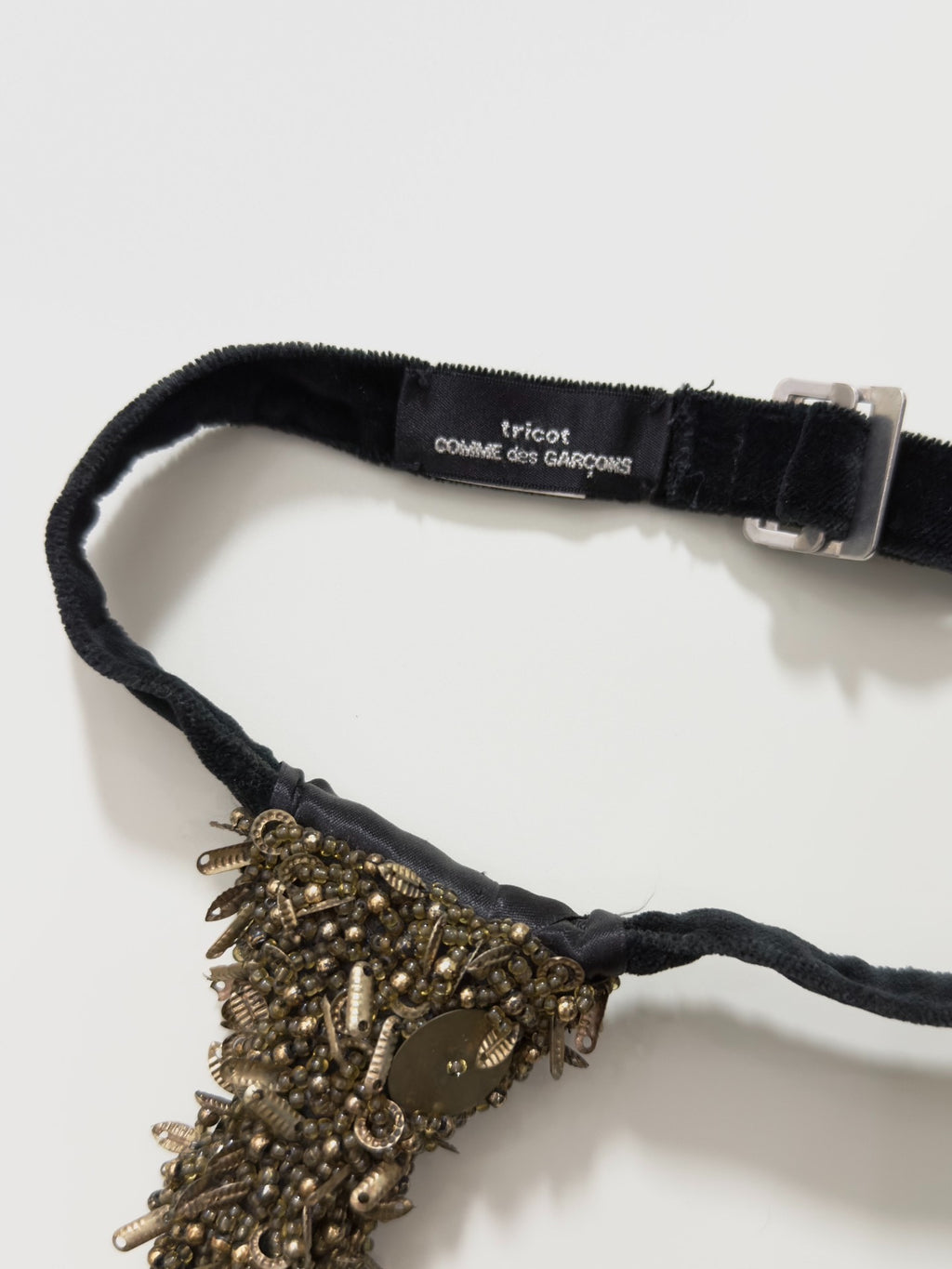 Comme Des Garcons Metal Stud Beaded Tie Black - Devines