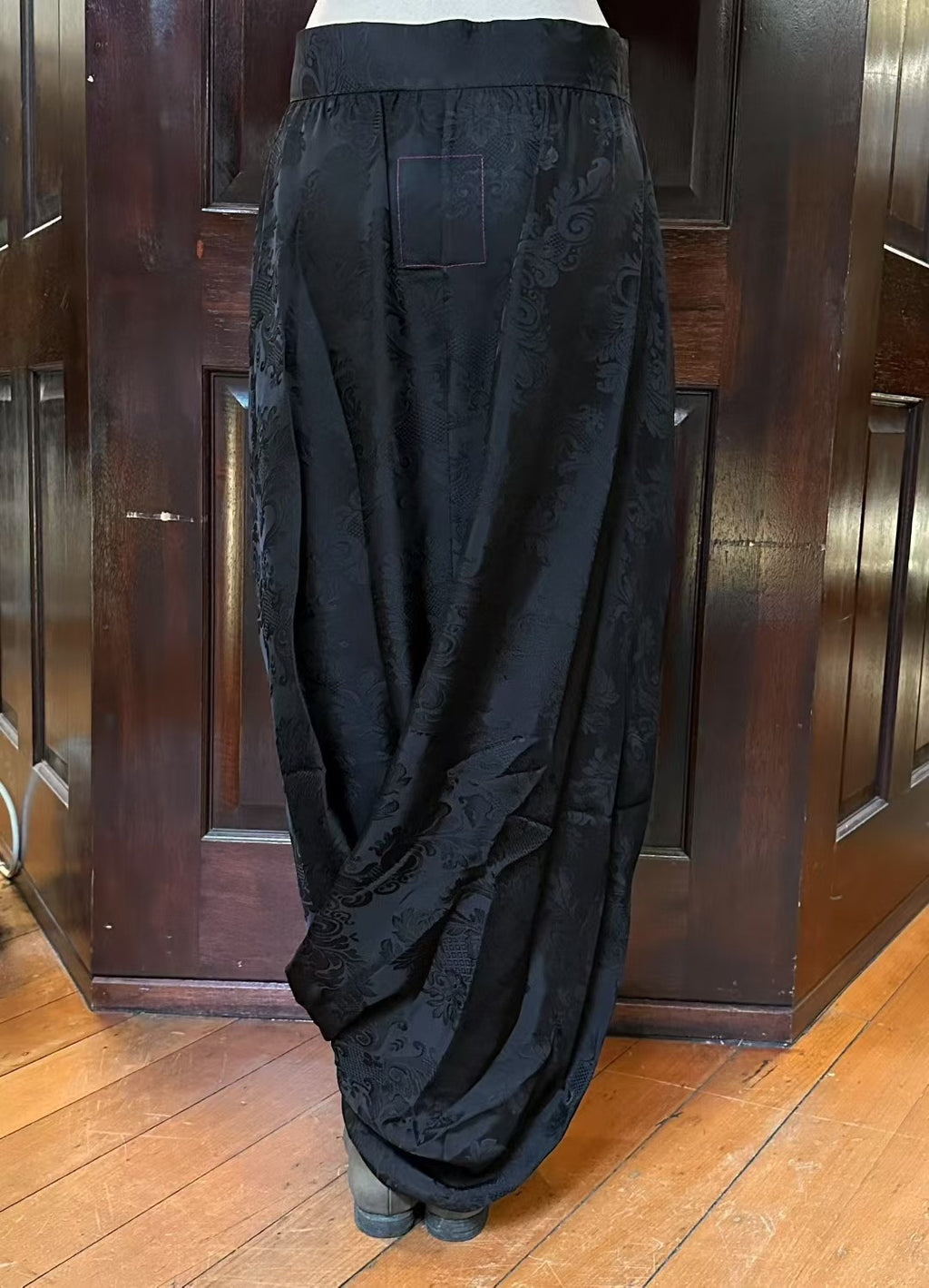 Uma Wang FW25 Black Main Gink Floral Jacquard Viscose Cupro Skirt