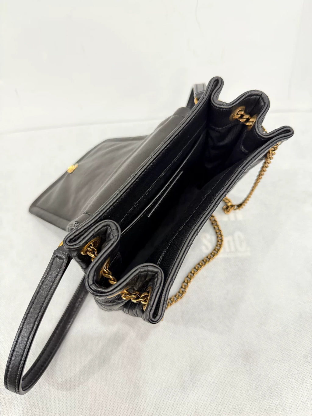 Saint Laurent Black Gold Plaid Chain Nolita Jm156 Crossbody Bag