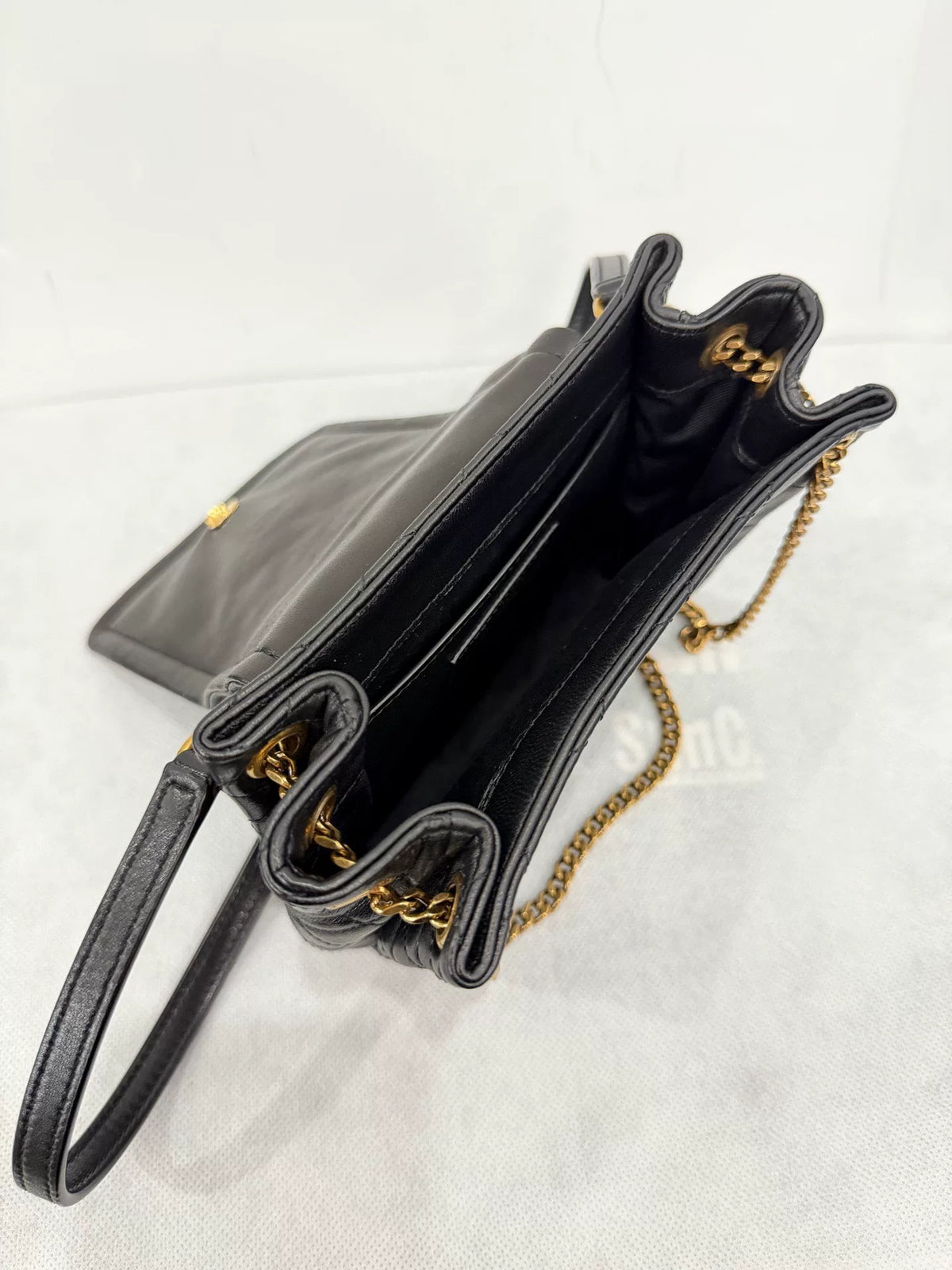 Saint Laurent Black Gold Plaid Chain Nolita Jm156 Crossbody Bag